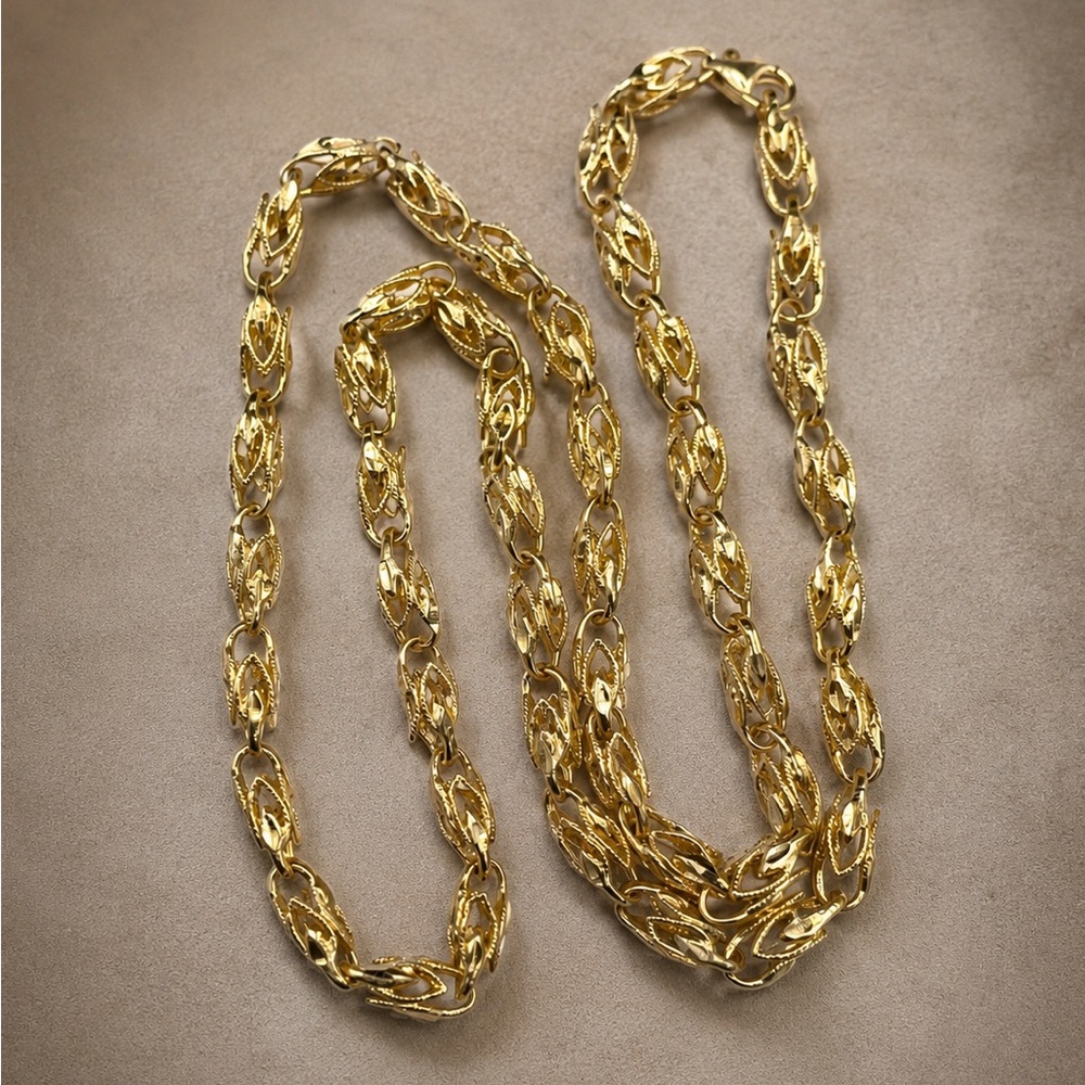 Gold Over 925 Sterling Silver Turkish Link Chain Men’s Necklace Size 24”